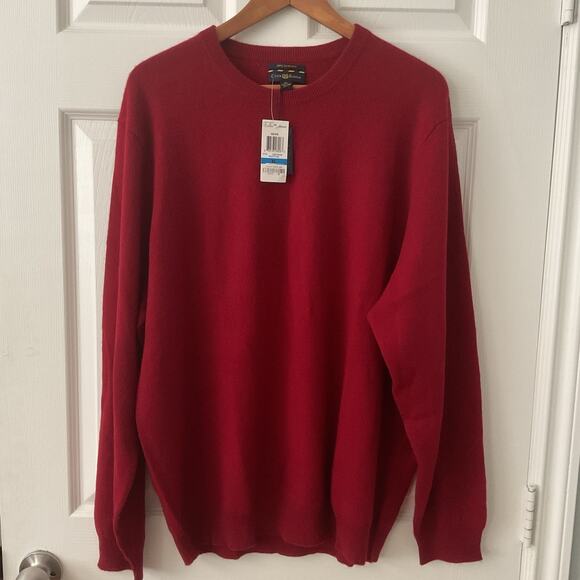 Club Room Sweater Men’s XL 100% Cashmere Red Crewneck Long Sleeve New - Picture 1 of 4